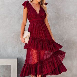 Tiered Tulle Midi Dress
